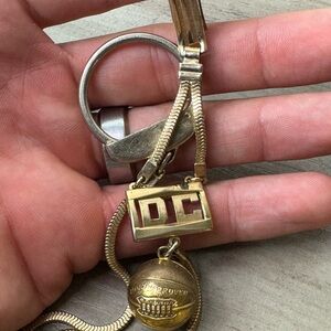 Vintage Basketball Charm Pendant Clip Most Improved DC Golden chain